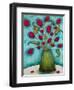 Flowers in Green Vase-Marabeth Quin-Framed Art Print