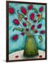 Flowers in Green Vase-Marabeth Quin-Framed Art Print