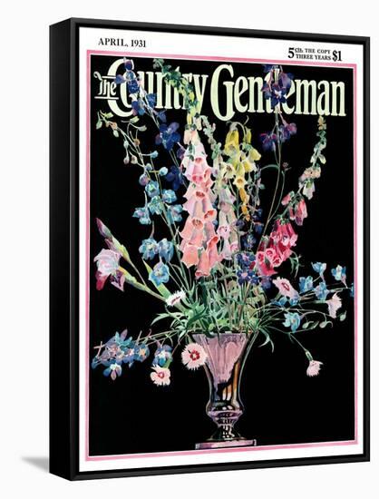 "Flowers in Silver Vase," Country Gentleman Cover, April 1, 1931-Nelson Grofe-Framed Stretched Canvas