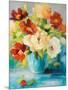 Flowers in Teal Vase 1-Lanie Loreth-Mounted Art Print