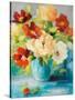 Flowers in Teal Vase 1-Lanie Loreth-Stretched Canvas
