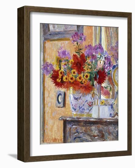 Flowers in the Salon, Chateau De Nanteuil, 1927 (Oil on Panel)-James Bolivar Manson-Framed Giclee Print