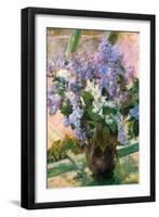 Flowers in the Window-Mary Cassatt-Framed Art Print