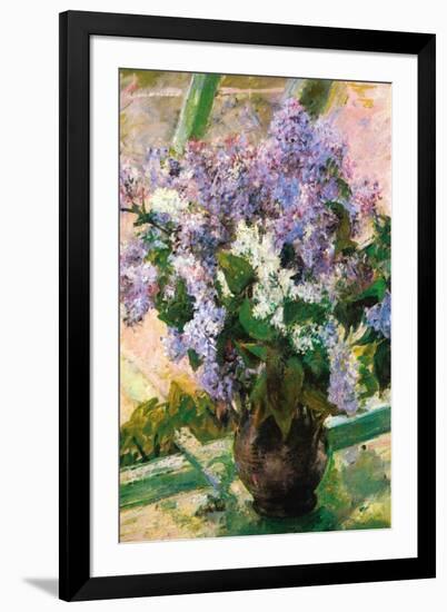 Flowers In The Window-Mary Cassatt-Framed Art Print