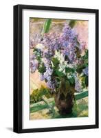 Flowers In The Window-Mary Cassatt-Framed Art Print