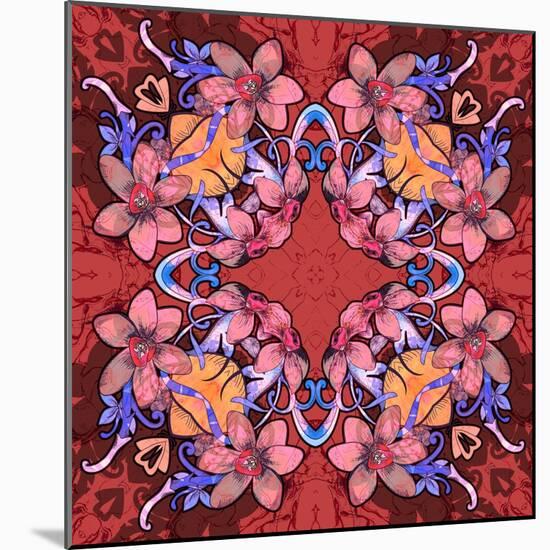 Flowers: Kaleidoscopic Pattern-Zdanchuk Svetlana-Mounted Art Print