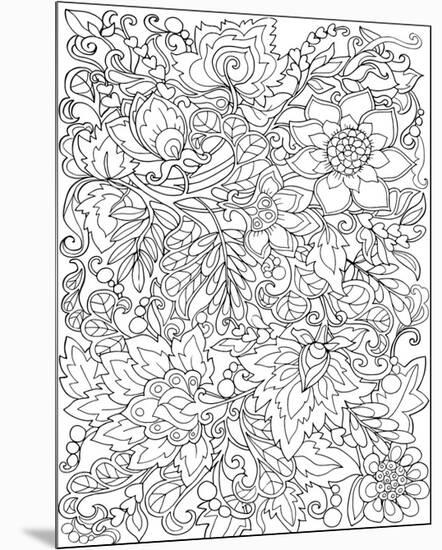 Flowers & Leafs Design Coloring Art-null-Mounted Coloring Poster