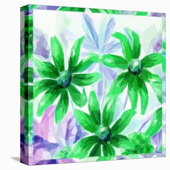 Flowers, Low Poly Pattern-alexcoolok-Stretched Canvas