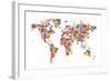 Flowers Map of the World Map-Michael Tompsett-Framed Art Print