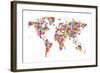 Flowers Map of the World Map-Michael Tompsett-Framed Art Print