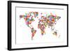 Flowers Map of the World Map-Michael Tompsett-Framed Art Print