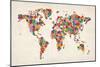 Flowers Map of the World Map-Michael Tompsett-Mounted Art Print