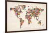 Flowers Map of the World Map-Michael Tompsett-Framed Art Print