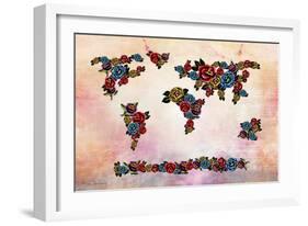 Flowers Map-Mark Ashkenazi-Framed Giclee Print
