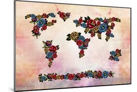 Flowers Map-Mark Ashkenazi-Mounted Giclee Print