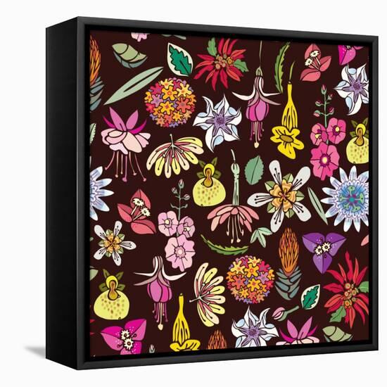 Flowers, Mix Flowers Color-Belen Mena-Framed Stretched Canvas