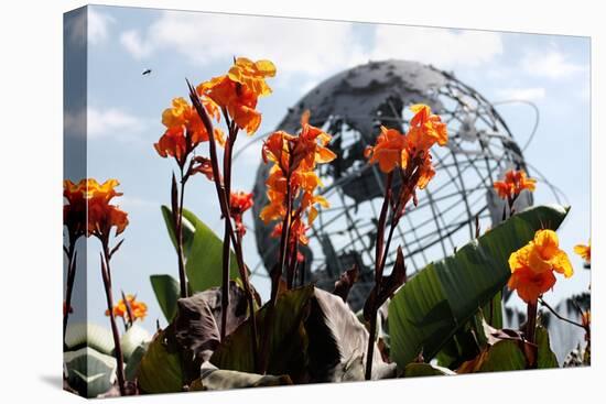 Flowers near Unisphere at World's Fair Site Queens NY-null-Stretched Canvas