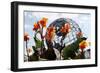 Flowers near Unisphere at World's Fair Site Queens NY-null-Framed Photo