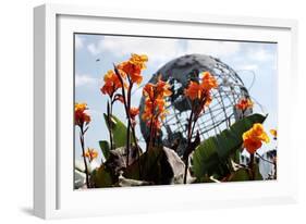 Flowers near Unisphere at World's Fair Site Queens NY-null-Framed Photo