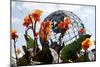 Flowers near Unisphere at World's Fair Site Queens NY-null-Mounted Photo