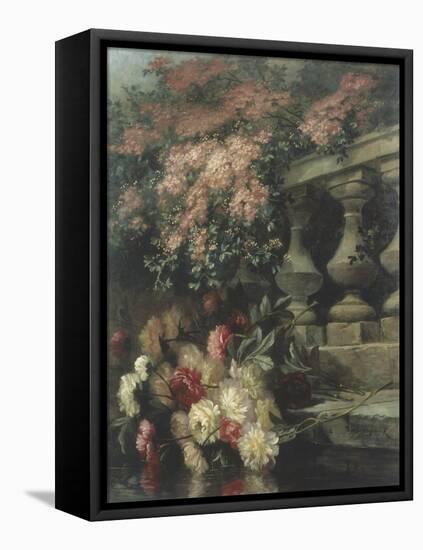 Flowers on a Balcony-Jean Capeinick-Framed Stretched Canvas