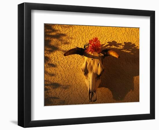 Flowers on a Cattle Skull-James Randklev-Framed Photographic Print