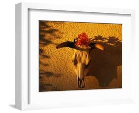 Flowers on a Cattle Skull-James Randklev-Framed Photographic Print