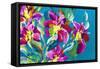 Flowers on a Green Background-KoliadzynskaIryna-Framed Stretched Canvas