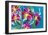 Flowers on a Green Background-KoliadzynskaIryna-Framed Art Print