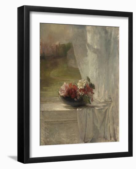 Flowers on a Window Ledge, c.1861-John La Farge or Lafarge-Framed Giclee Print