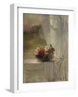 Flowers on a Window Ledge, c.1861-John La Farge or Lafarge-Framed Giclee Print