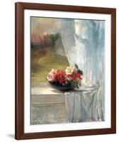 Flowers on a Window Ledge-John Lafarge-Framed Art Print