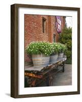 Flowers on Old Baggage Wagon, Vintage 1870 Shops, Napa Valley, California, USA-John Alves-Framed Photographic Print