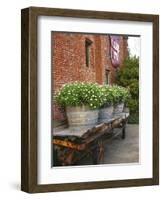 Flowers on Old Baggage Wagon, Vintage 1870 Shops, Napa Valley, California, USA-John Alves-Framed Photographic Print