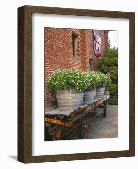 Flowers on Old Baggage Wagon, Vintage 1870 Shops, Napa Valley, California, USA-John Alves-Framed Photographic Print