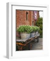 Flowers on Old Baggage Wagon, Vintage 1870 Shops, Napa Valley, California, USA-John Alves-Framed Photographic Print