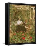 Flowers on the Terrace-Victor Pyanet-Framed Stretched Canvas