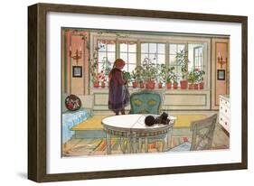 Flowers on the Windowsill, From 'A Home' series, c.1895-Carl Larsson-Framed Giclee Print