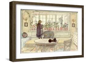 Flowers on the Windowsill, from 'A Home' Series, C.1895-Carl Larsson-Framed Giclee Print