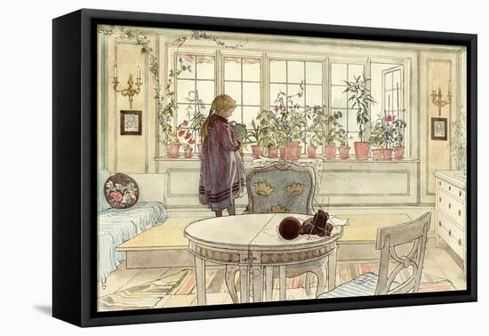 Flowers on the Windowsill, from 'A Home' Series, C.1895-Carl Larsson-Framed Stretched Canvas