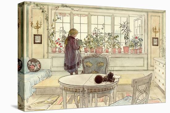 Flowers on the Windowsill, from 'A Home' Series, C.1895-Carl Larsson-Stretched Canvas