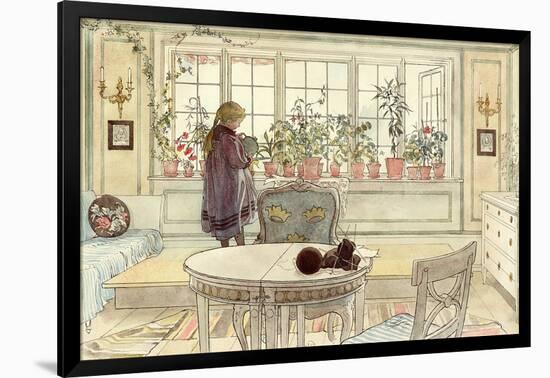 Flowers on the Windowsill, from 'A Home' Series, C.1895-Carl Larsson-Framed Giclee Print