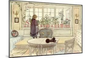 Flowers on the Windowsill, from 'A Home' Series, C.1895-Carl Larsson-Mounted Premium Giclee Print