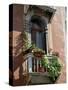 Flowers on Villa Balcony, Venice, Italy-Lisa S^ Engelbrecht-Stretched Canvas