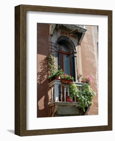 Flowers on Villa Balcony, Venice, Italy-Lisa S^ Engelbrecht-Framed Photographic Print