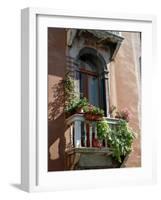 Flowers on Villa Balcony, Venice, Italy-Lisa S^ Engelbrecht-Framed Photographic Print