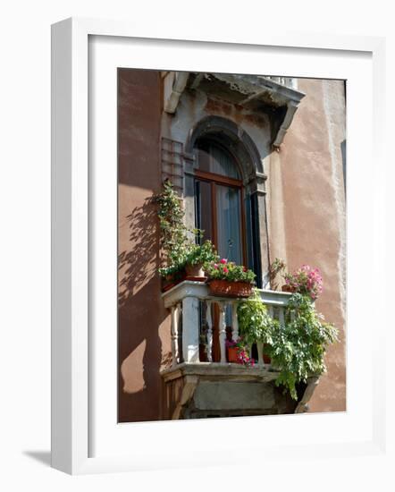 Flowers on Villa Balcony, Venice, Italy-Lisa S^ Engelbrecht-Framed Photographic Print