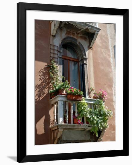 Flowers on Villa Balcony, Venice, Italy-Lisa S^ Engelbrecht-Framed Photographic Print