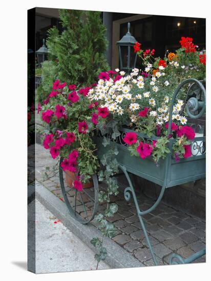 Flowers Outside Cafe, Zermatt, Switzerland-Lisa S. Engelbrecht-Stretched Canvas