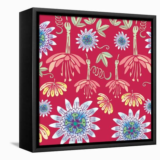 Flowers, Passion Flower Color-Belen Mena-Framed Stretched Canvas
